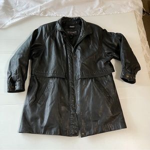 Wilson Black Leather Mid-Length Removable Hood, Snap and Zipper Size Large